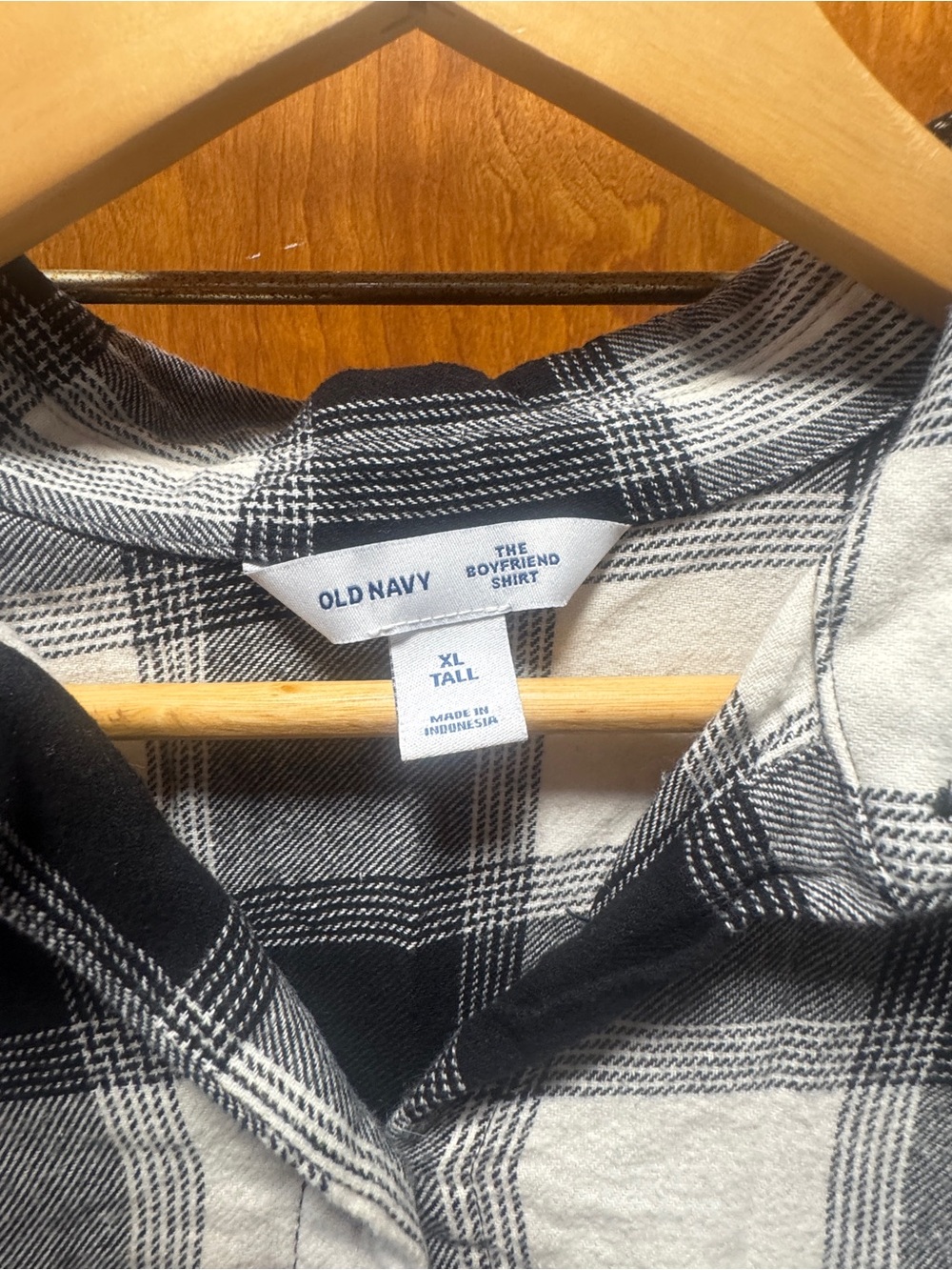 Old Navy Women's Black & White Plaid Boyfriend Shacket